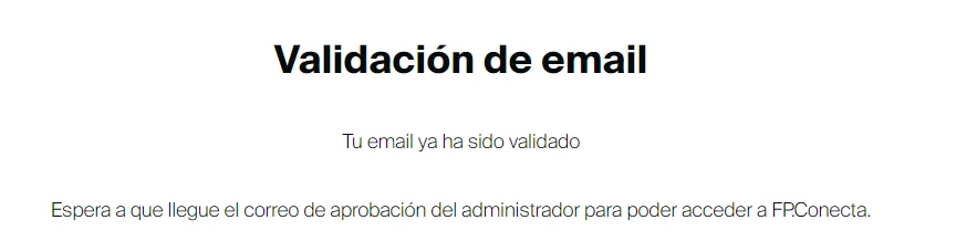 vaidacion email conecta fp